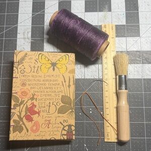 Handmade Coptic Bound Blank Journal with Botanical Design